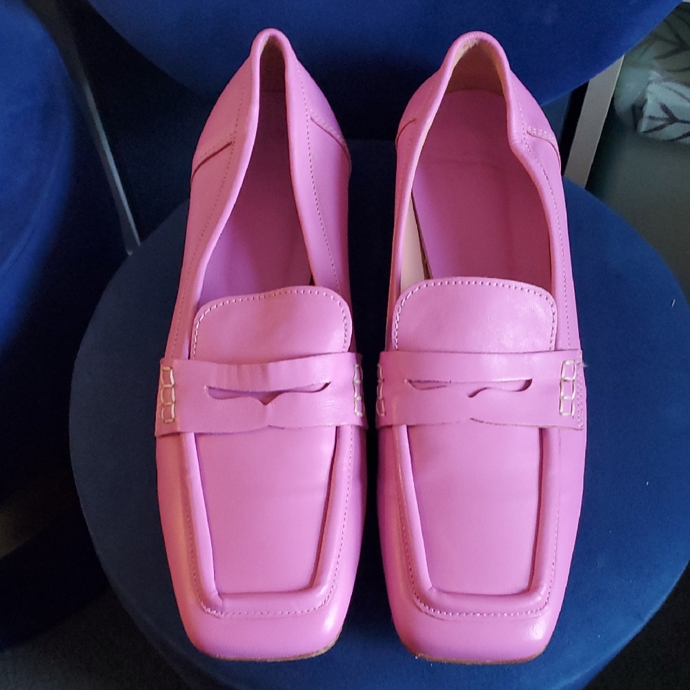 Pink Italian Leather Loafers for Women